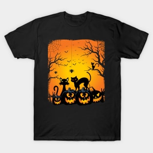 Cats of Halloween in september we wear gold T-Shirt